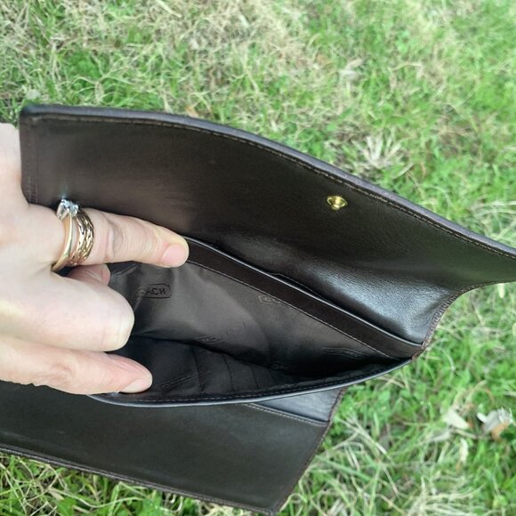 Coach Tri-Fold Wallet in Signature Canvas Khaki, Mahogany - Picture 5 of 9